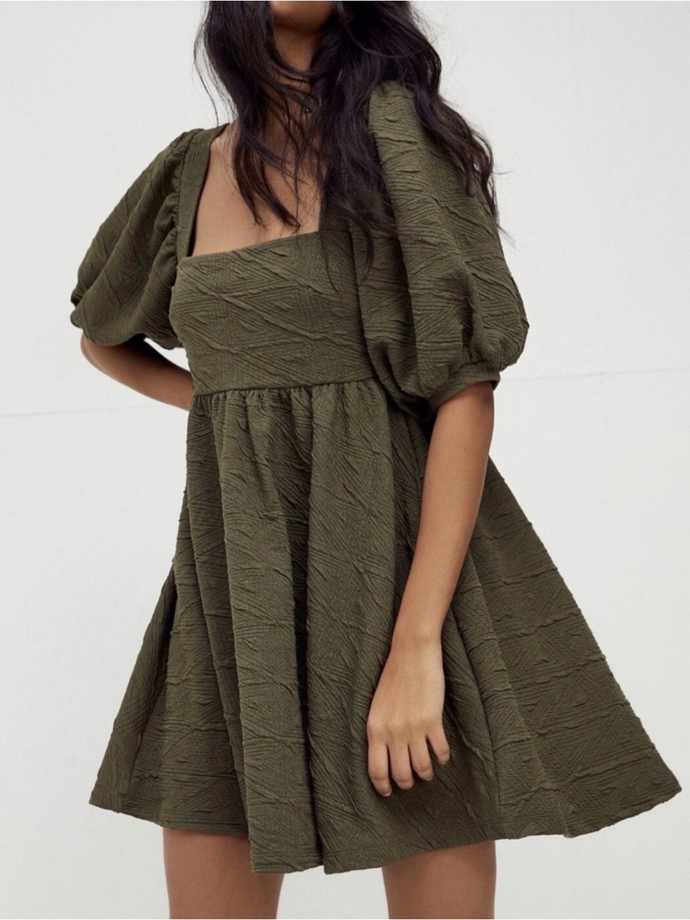 Free People “Violet Mini Dress” Olive Green Size Medium